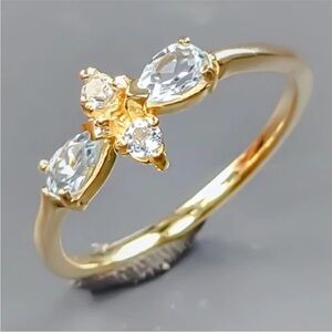 Sold!!  Bespoke Art 14k yellow gold 925 Sterling Silver Natural Topaz Ring 7